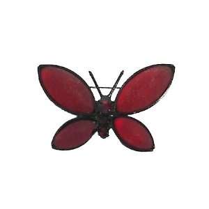  Glass Ruby Red July Birthstone Butterfly Pin Carded #14727 