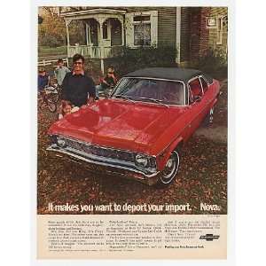  1969 Red Chevy Nova Coupe Deport Your Import Print Ad 