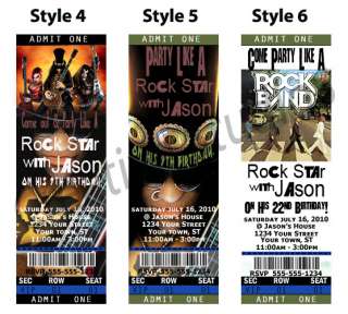 Rock Band Birthday Party Favors Ticket Invitations  