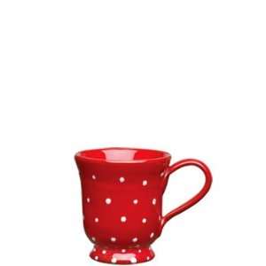  Vietri Italian Dinnerware Rosso Vecchio Dot Red Footed Mug 