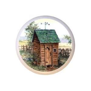  Country Outhouse Green Roof Drawer Pull Knob