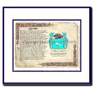  Bevan Coat of Arms/ Family History Wood Framed