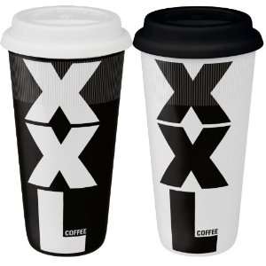  Konitz XXL Collection Travel Mugs, Black and White, Set of 