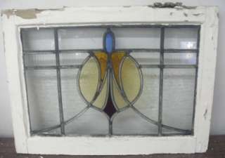 OLD ENGLISH STAINED GLASS WINDOW Floral Design  