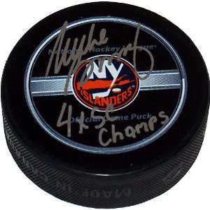 Mike Bossy New York Islanders Autographed Game Model Hockey Puck with 