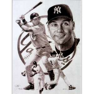 Derek Jeter from The Yankees Sketch Portrait, Charcoal Graphite Pencil 