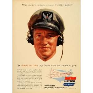 1956 Ad Mainliner Captain United Airlines Captain Pilot   Original 