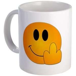 Creative Clam Funny Face F You Smiley Finger Humor 11oz Ceramic Coffee 