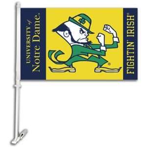   Fighting Irish NCAA Car Flag With Wall Brackett