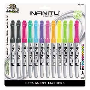  Super Neon Fine Tip Permanent Markers Assorted Colors 12 