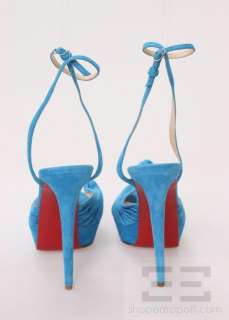 Christian Louboutin Blue Suede Greissimo Mule Knotted Platform Pumps 