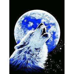 Queen Size Super Plush Full Moon Howling Wolf Mink Style Blanket Cover 