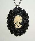GOTHIC Skeleton CAMEO Lady Necklace LOCKET Pendant Day Of The Dead 