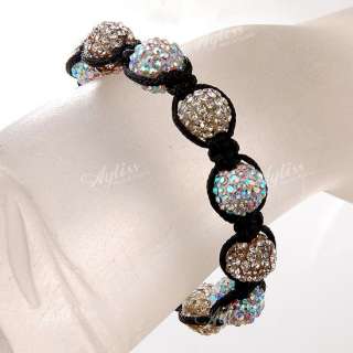   Crystal Disco Ball Beads Macrame Hip Hop Bracelet Fashion Charm Bling