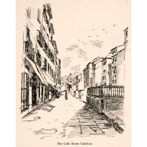 1908 Wood Engraving Calle Reyes Catolicos Moor Town Trevor 