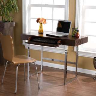   HOME STYLE DECOR CHROME WOOD WRITING OFFICE COMPUTER DESK  