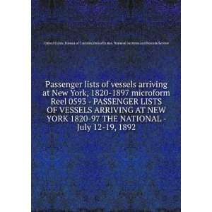  Passenger lists of vessels arriving at New York, 1820 1897 