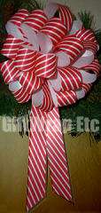 12 RED GREEN GOLD STRIPE 8 PULL BOWS GIFT CHRISTMAS WREATH TREE 