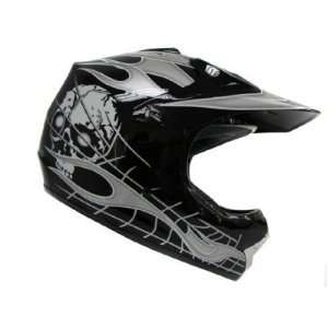   silver Skull Flame Dirt Bike Atv Motocross Off road Helmet Mx (Medium