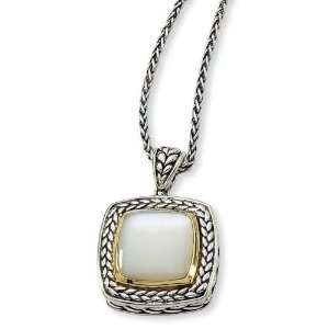    Sterling Silver w/14k Mother of Pearl 18in Necklace: Jewelry