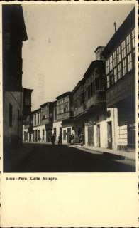 LIMA PERU Calle Milagro Street Scene Old Real Photo Postcard  