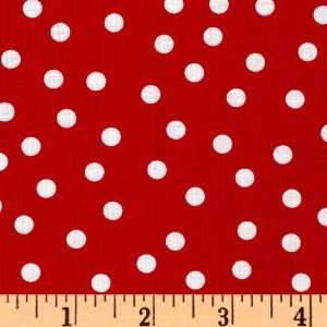  44 Wide Remix Polka Dots Red Fabric By The Yard: Arts 
