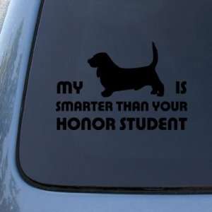 HONOR STUDENT   BASSET HOUND   Dog Decal Sticker #1524  Vinyl Color 
