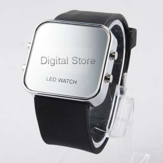 Luxury Mirror LED Digital Date Jelly Unisex Casual Sport Wrist Watch 8 