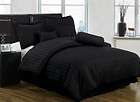 7pcs Black Cotton Damask Stripe Comforter Set Bed in a bag Full