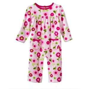   Girls Pink Floral Microfleece Footless Jumpsuit (3 Months): Baby