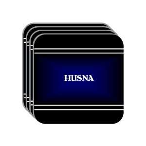 Personal Name Gift   HUSNA Set of 4 Mini Mousepad Coasters (black 