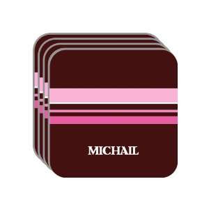 Personal Name Gift   MICHAIL Set of 4 Mini Mousepad Coasters (pink 