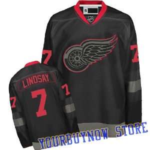 Ted Lindsay #7 Detroit Red Wings Black Ice Jersey Hockey Jersey (Logos 