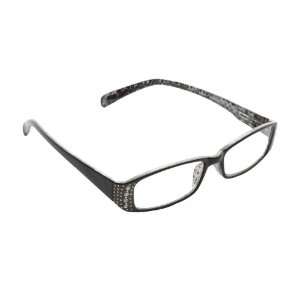 Aventura Plastic 3/4 Eye Rectangle Black Frame with Crystals on 