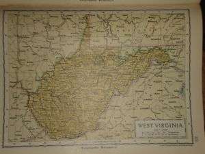 1929 ENCYCLOPEDIA BRITANNICA MAP WEST VIRGINIA USA  