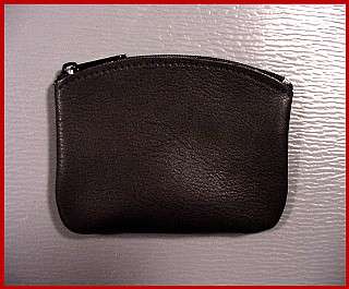 BLACK Made in USA 5 Leather 2 pocket zipper coin purse  
