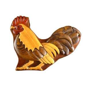   Puzzle Box  Intarsia Wood Art   Chicken, Rooster: Home & Kitchen
