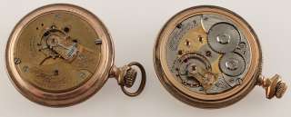 2pc Lot Antique Waltham PS Bartlett 18S Open Face 17J Pocket Watches 
