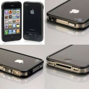   iPhone 4 Bumper Case (Free Screen Protector + USB Cable) Gray & Black