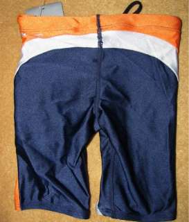 REEBOK Jammer Swim Shorts Racing Suit Blue Orange Silver NWT Boys Mens 