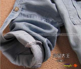 Women Fashion Vintage Casual Blue Jean Denim Shirt New  