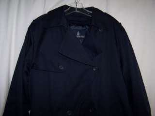 Classic London Fog Full Length Navy Trench Coat Jacket Zip Out Lining 