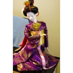 Japanese Geisha Oriental Doll Purple
