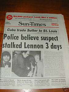 John Lennons Murder. Paper dated 12 10 80  