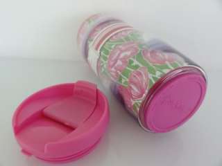 LILLY PULITZER Thermal Mug FIRST CALL Pink Green Tulip TRAVEL COFFEE 
