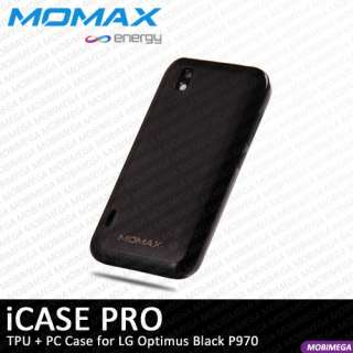   PC + TPU Case Cover LG Optimus Black P970 w Screen Shield Black  
