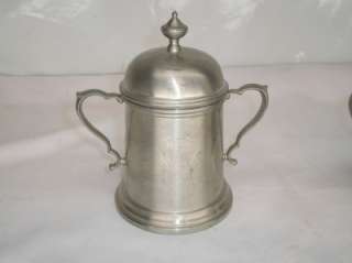Old vtg JOSTENS PEWTER Tea/Coffee Pot Creamer Sugar Bowl Serving Set 