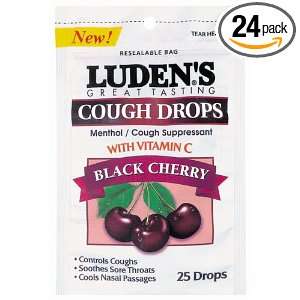  Ludens Cough Drops, Black Cherry With Vitamin C 25ct, 0.3 