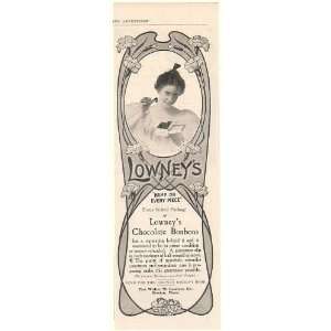  1905 Lowneys Chocolate Bonbons Lady Holding Box Print Ad 