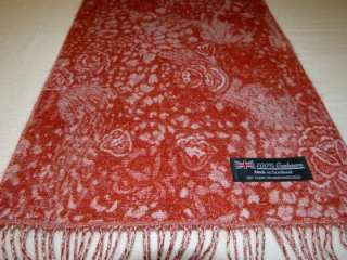   Cashmere Scarf Red White Scotland Wool Check Flower Plaid Scarf K22